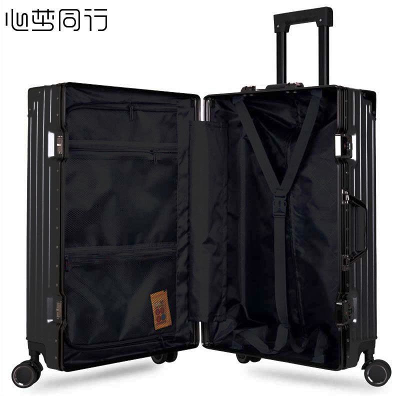 心梦同行大容量拉杆箱网红行李箱万向轮铝框箱抗摔密码箱旅行箱 黑色28寸 0264/个图片