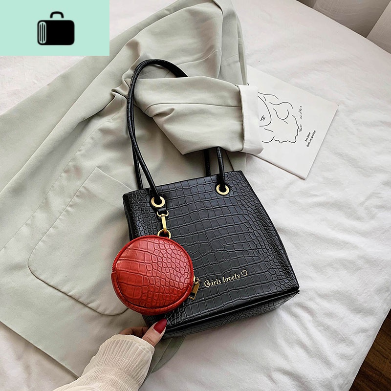 高级感零钱小包包2020新款潮质感春夏洋气单肩包女网红复古手提包NEW LAKE女士钱包/卡包 鳄纹黑色