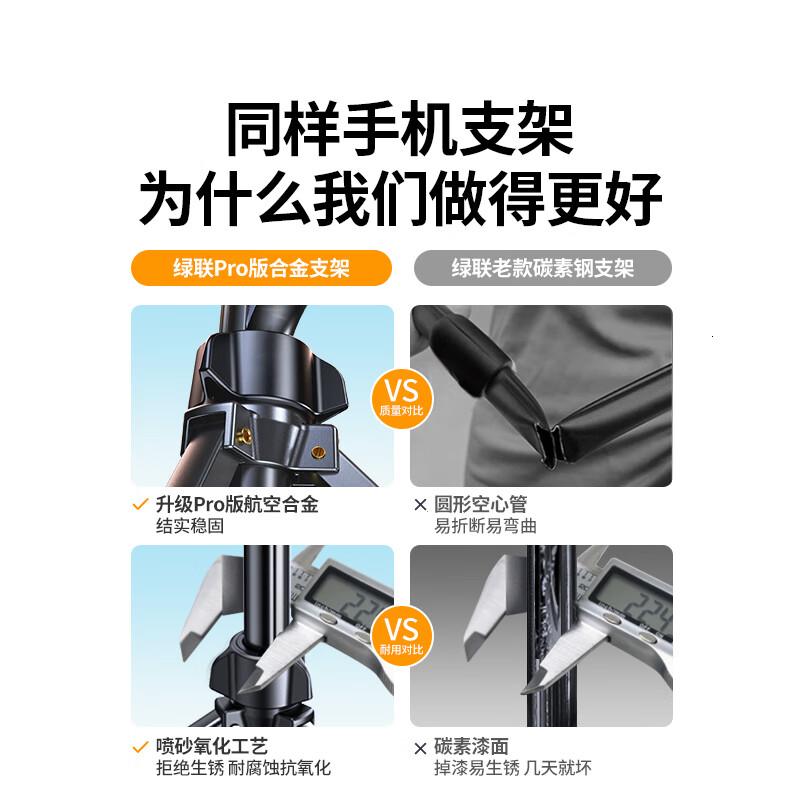 绿联手机支架直播落地自拍杆三脚架摄影多功能拍照视频录制户外便捷立式俯拍支撑架2.2米高清大图