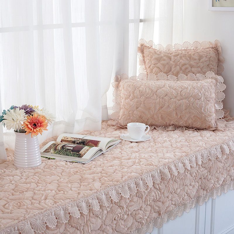 汐岩阳台垫子飘窗垫可裁剪加厚毛绒窗台垫榻榻米垫子可机洗飘窗毯定做 香槟色(90宽+20垂边)*160cm长一条