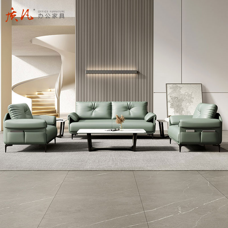 质凡现代简约办公沙发商务会客洽谈沙发 单人位(乳胶款)高清大图