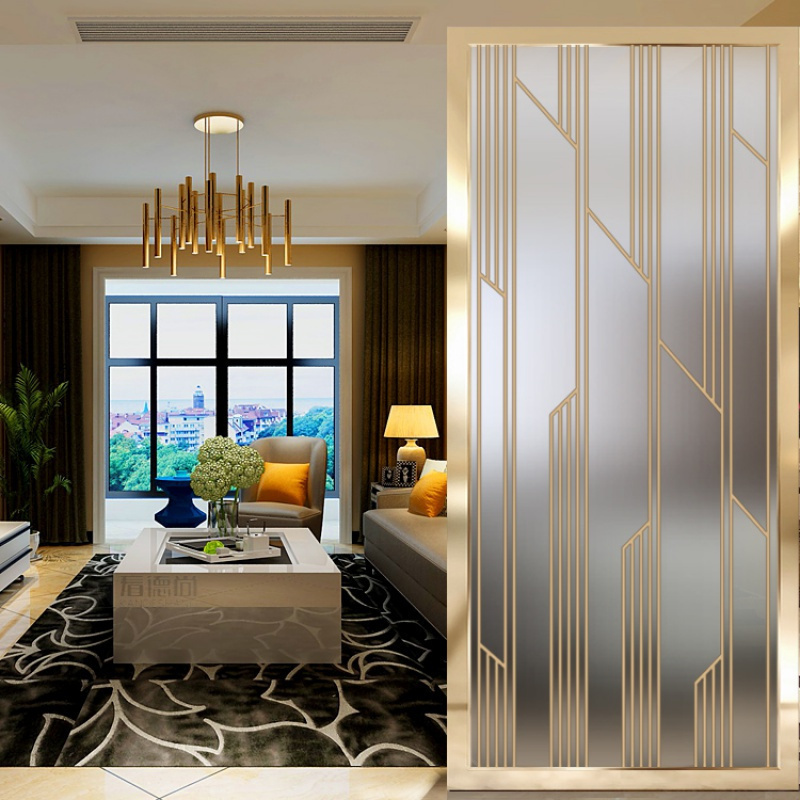 现代简约入户玻璃屏风客厅隔断墙磨砂透光办公室玄关装饰艺术轻奢视频