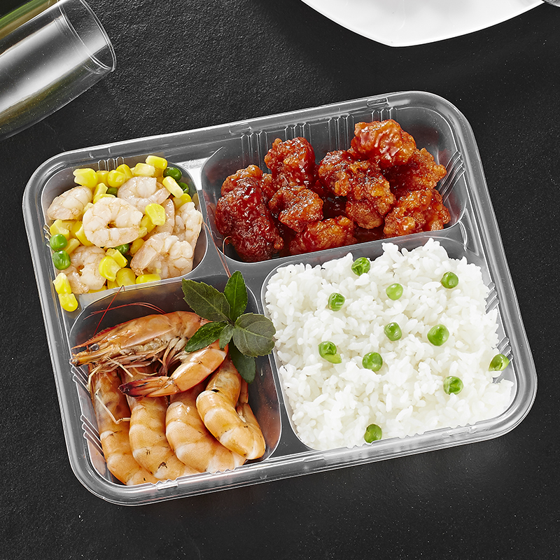 美威能 一次性饭盒十字四格 14902/箱高清大图