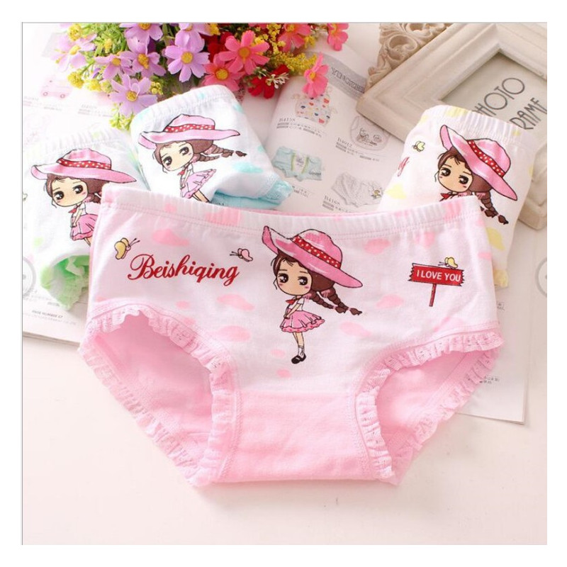 七色王国儿童内裤女童棉三角四角小女孩平角棉3短裤5中大童8女宝宝9岁