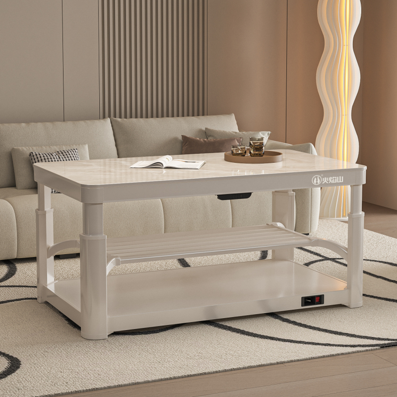 火焰山取暖桌茶几长方形家用多功能智能控制电暖桌升降语音高清大图