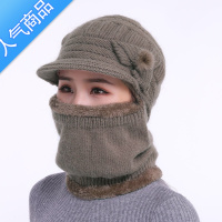 SUNTEK冬天老年人护耳朵帽子女秋冬季可爱冬天毛绒围巾连帽一体韩版百搭