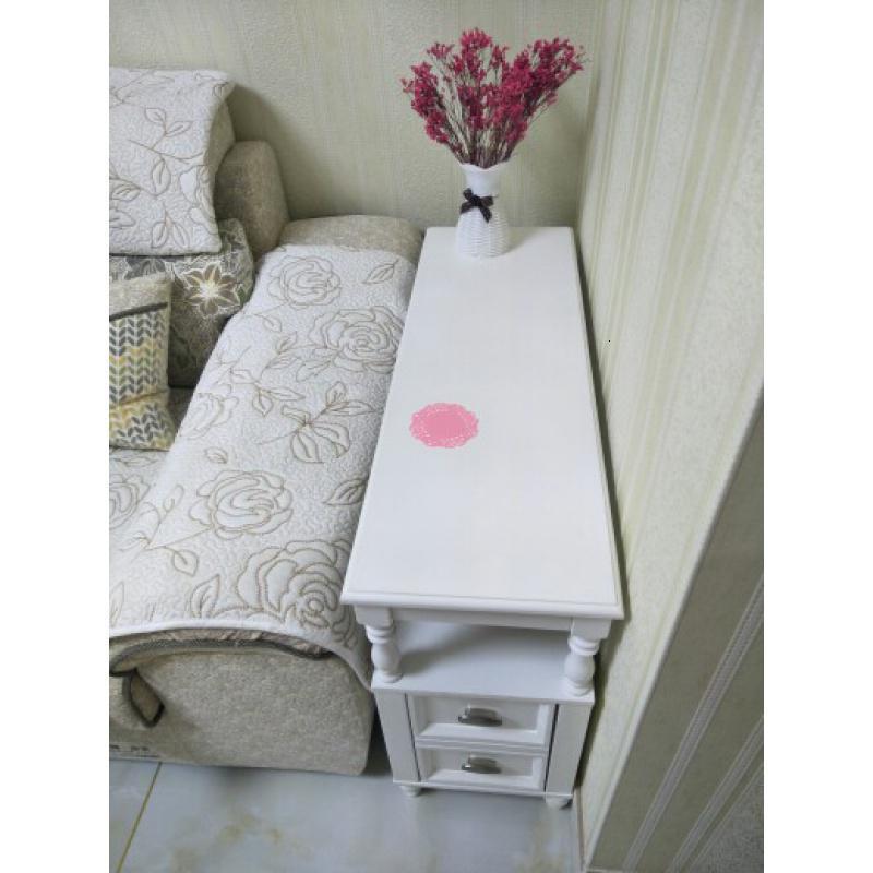 森美人美式沙发边几实木床头桌客厅边柜小茶几储物柜边角柜置物架台灯桌 中号白色900*310*600