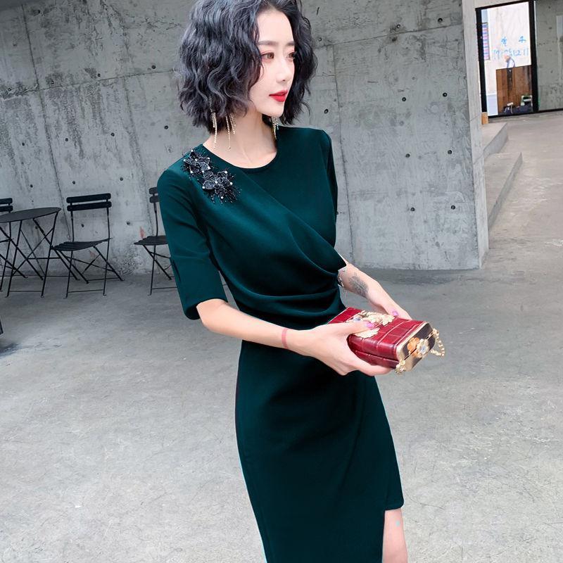 礼服女晚礼服长拖尾成人礼宴会名媛气质高端大气优雅时尚气场女王宴会小晚礼服裙女2020新款高端气质短款平时可穿连衣裙女时尚