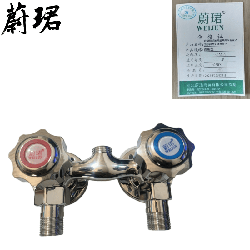 蔚珺铜明装双控双开淋浴花洒混水阀龙头通用型个高清大图