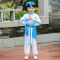 男女童开笔礼弟子规三字经孔子礼仪古装汉服国学书童演出服表演服 天蓝色 100 cm身高