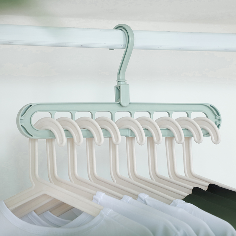 多功能衣架网红家用阳台折叠魔术收纳创意九孔旋转挂衣服防滑晾晒