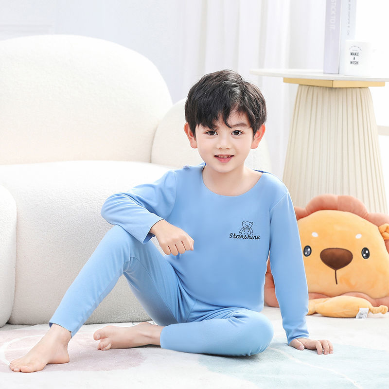 儿童保暖德绒套装男女童内穿秋衣秋裤贴身秋冬中大童家居服高清大图