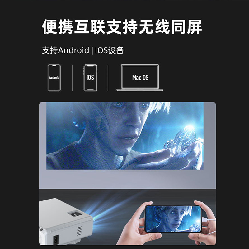 索爱(soaiy)投影仪家用办公一体机无线超高清智能电视家庭影院宿舍卧室手机投屏1080p无线wifi投影机安卓语音版