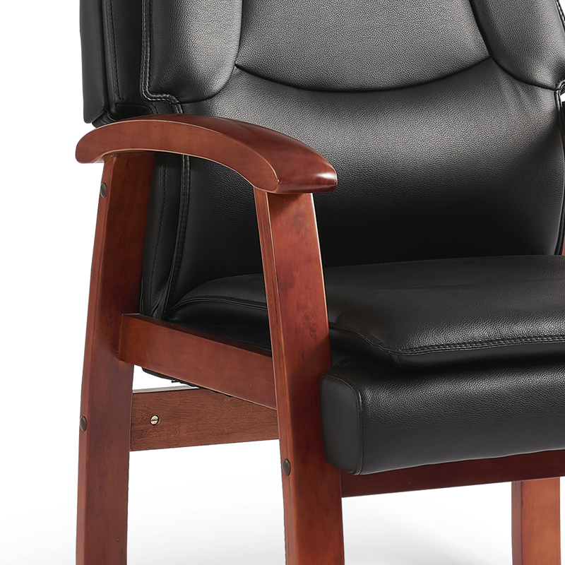 臻远ZY-7615办公会议椅办公皮椅电脑椅 黑牛皮高清大图