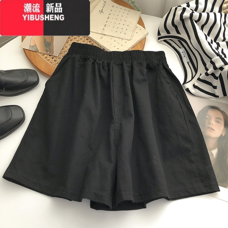 YIBUSHENG火cec松紧腰阔腿裤女韩版宽松高腰外穿居家运动休闲短裤