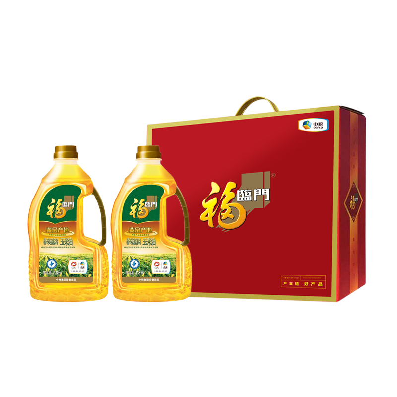 中粮福临门 非转基因压榨玉米油 1.8L*2瓶