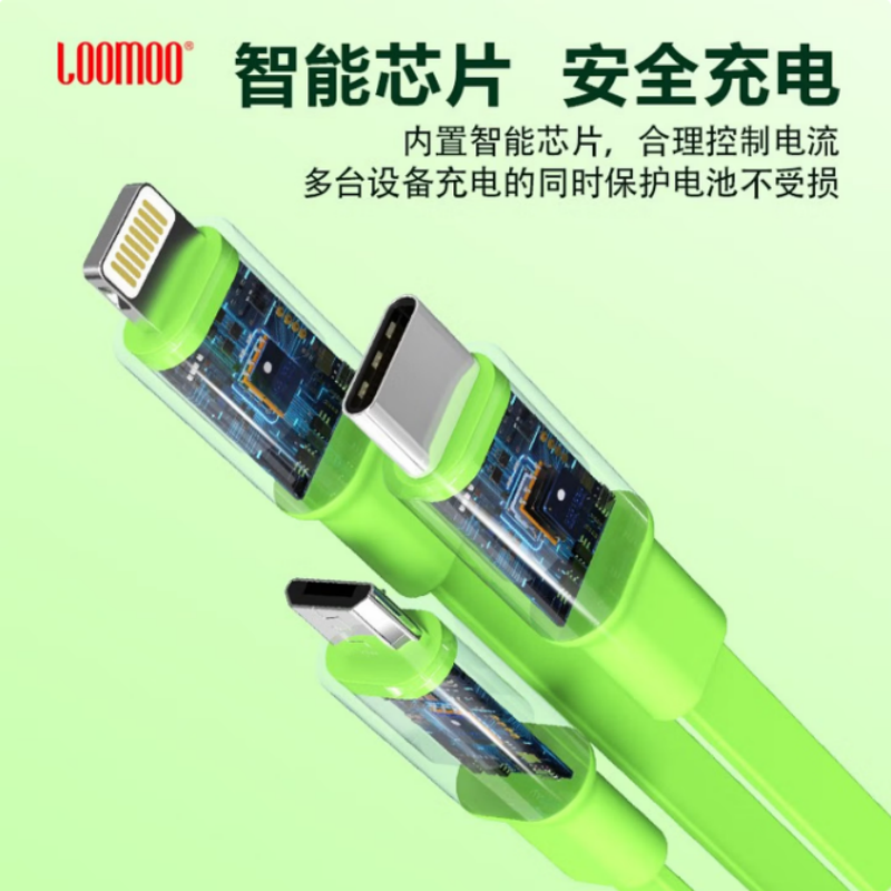 LOOMOO乐默 一拖三透明壳双拉线 LCB-323 绿色 货期1周高清大图