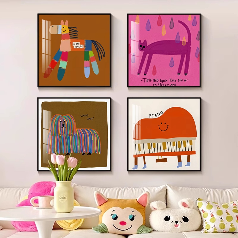 茹洋 儿童房多巴胺色彩挂画卧室房间 个高清大图