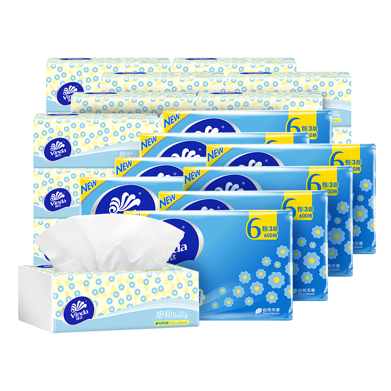 维达细韧抽纸 3层S码100抽*60包 卫生纸 箱
