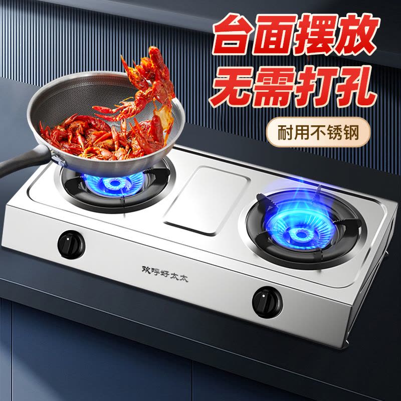 欢呼好太太双头燃气灶老式煤气灶台式双灶非嵌入式大火力猛火灶灶具台面式小型灶台煤气炉台上式液化气JZT-P202图片