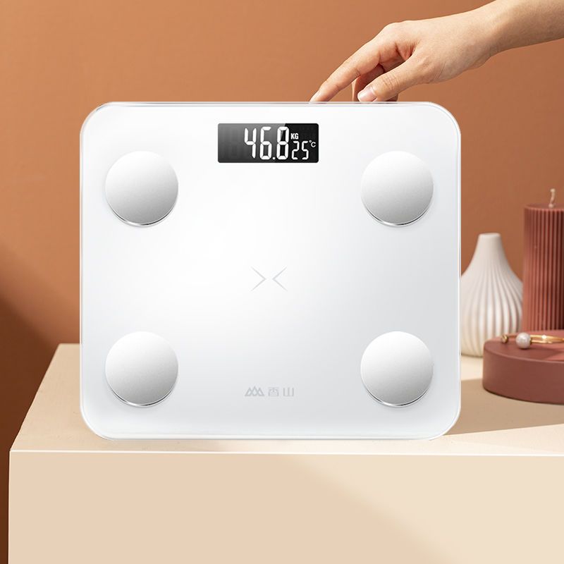 白色电池体脂秤体重秤智能家用精准称重减肥减脂健康女生电子秤人体秤
