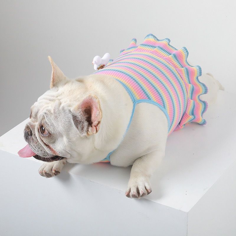 法斗巴哥背心狗狗衣服夏季薄款透气斗牛犬柯基胖狗狗衣服中小型犬条纹