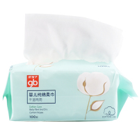 好孩子婴儿纯棉柔巾干湿两用巾100片袋装6连包