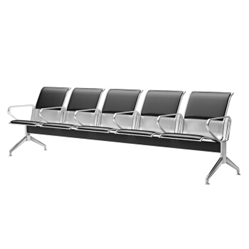 【洛偃】不锈钢机场椅公共连排椅医院候诊椅银行等待椅五人位带皮垫高清大图