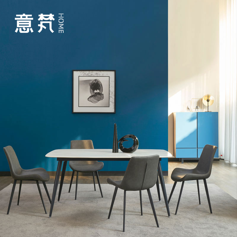 意梵 餐桌 北欧大理石餐桌椅组合简约现代长方形小户型家用饭桌6人轻奢设计 CZ1828B