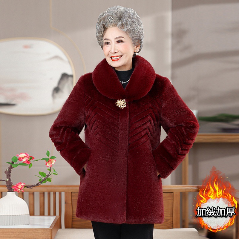 新款冬装加绒奶奶外套冬季衣服80岁中长款老年大衣女过年新衣