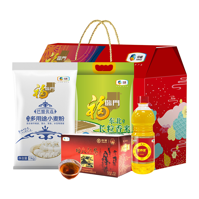 中粮福临门 悦享G型 伴手礼米面油红茶组合3570g+700ml