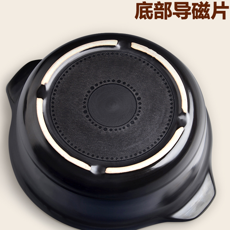 风源火锅煲汤锅炖锅电磁炉专用砂锅家用沙锅陶瓷煲汤锅汤煲(日式6#黑色0.9升陶瓷盖)