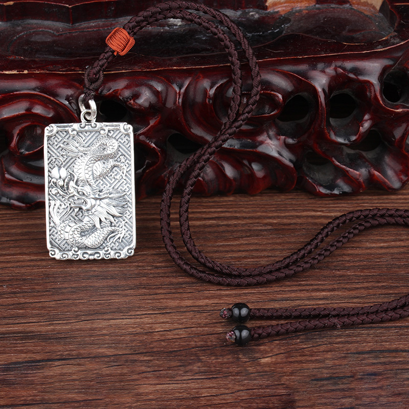 美芙仁12十二生肖属相吊坠纯银999男士复古实心银牌挂坠本命年项坠