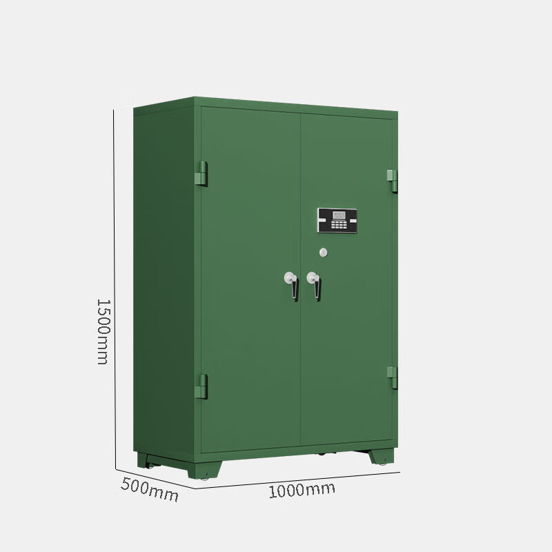 富路达加厚款军绿色钢制存放柜密码锁1.5米高高清大图