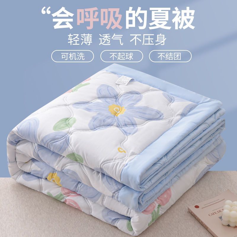 夏天空调夏凉被单人夏季宿舍双人春秋被薄款棉被子高清大图