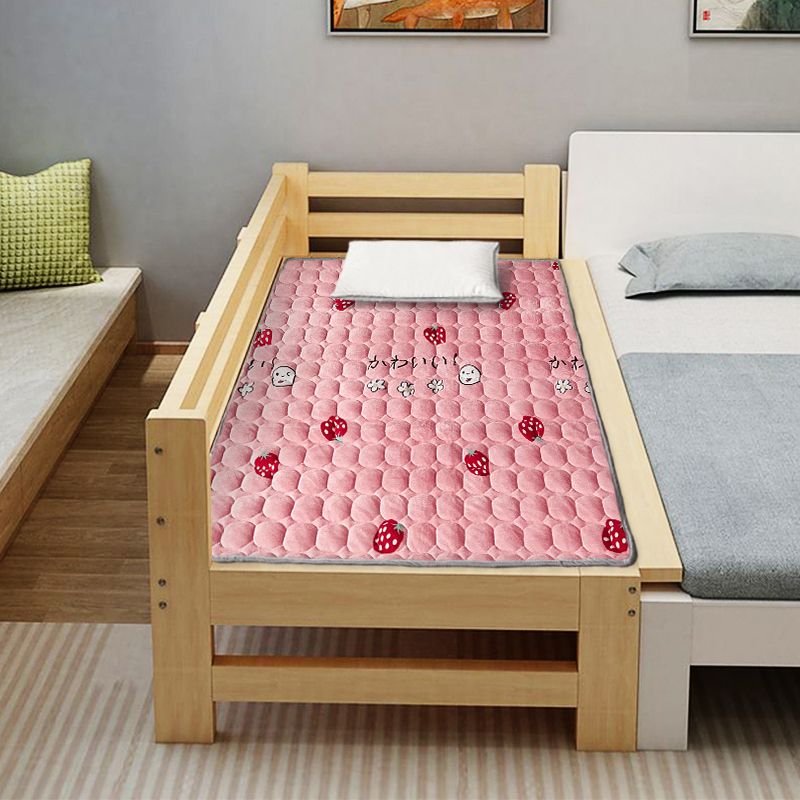 法兰绒床垫学生宿舍0.9m床0.6m儿童床睡垫榻榻米冬季保暖床褥垫子 粉红草莓 60*128cm【儿童床】
