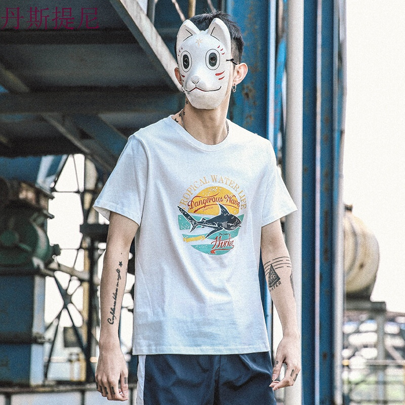 东京衣柜夏季新款日系卡通撞色印花休闲T恤男潮流学生韩版短袖tee