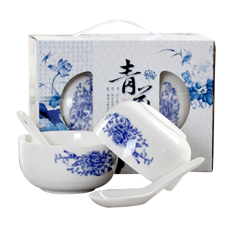 青花陶瓷餐具2碗2勺 XTL338 (套)