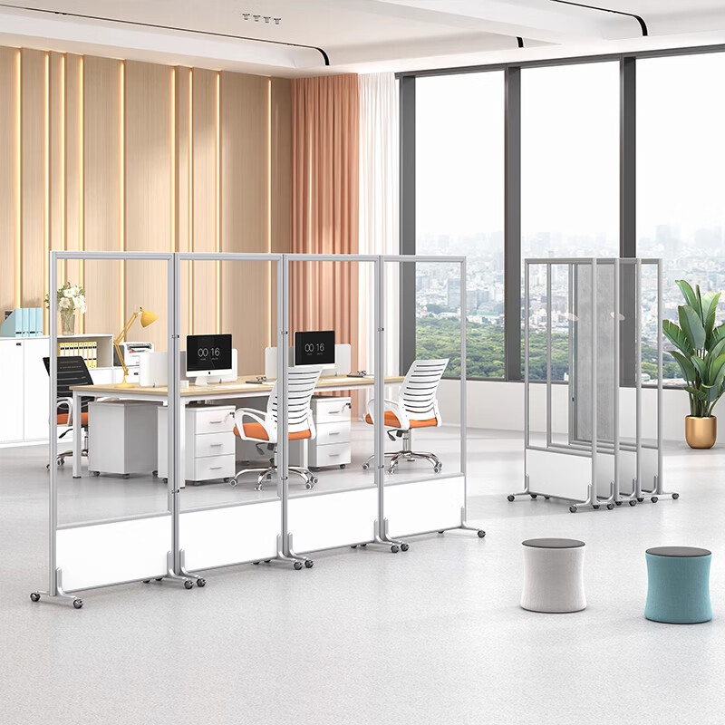 苏宁 质凡 办公室可移动活动挡板折叠屏风隔断(透明亚克力)/ZF-GD024/1.0米宽*2.0米高高清大图