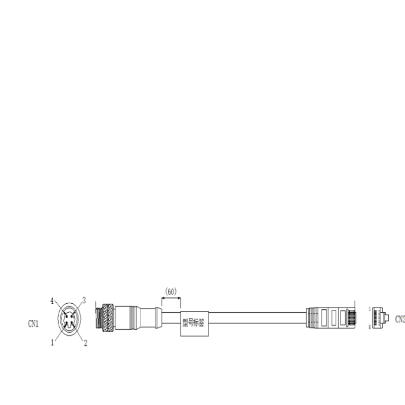 华睿科技 5000P网线 CABNET-M12A4-RJ45-10 标准外部线-黑色- 10M 不涉及维保高清大图