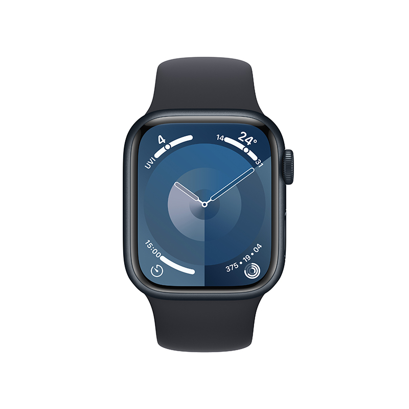 Apple Watch Series 9 (GPS) 41 毫米午夜色铝金属表壳 午夜色运动型表带 - M/L