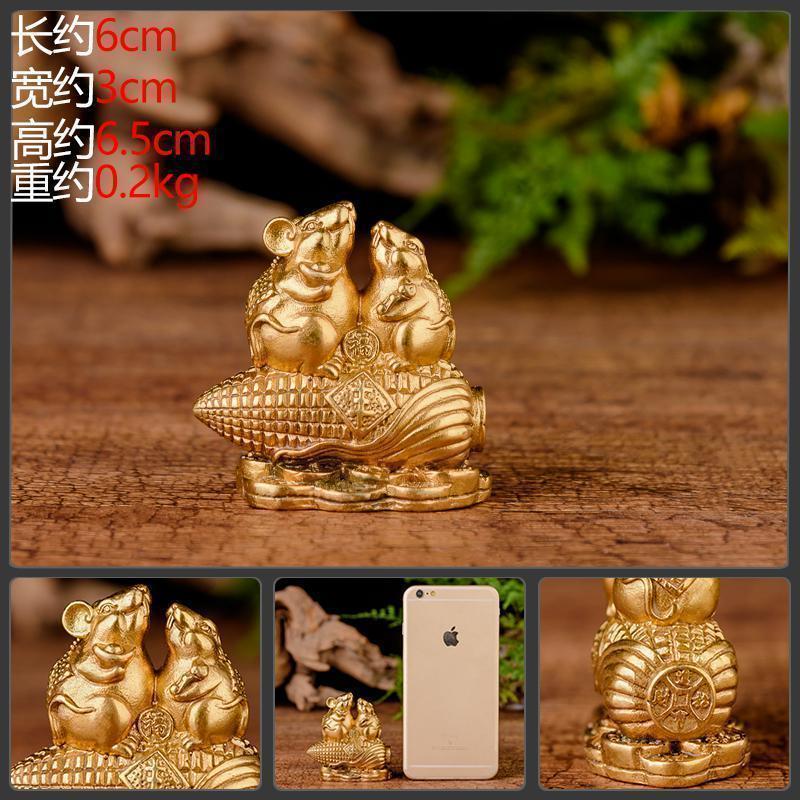 家柏饰(CORATED)铜老鼠摆件 铜生肖鼠金鼠客厅鼠年高清大图