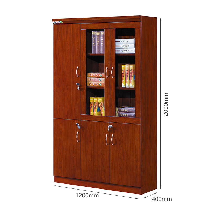 臻远ZY051419木质文件柜油漆贴木皮资料柜书柜 三门高清大图