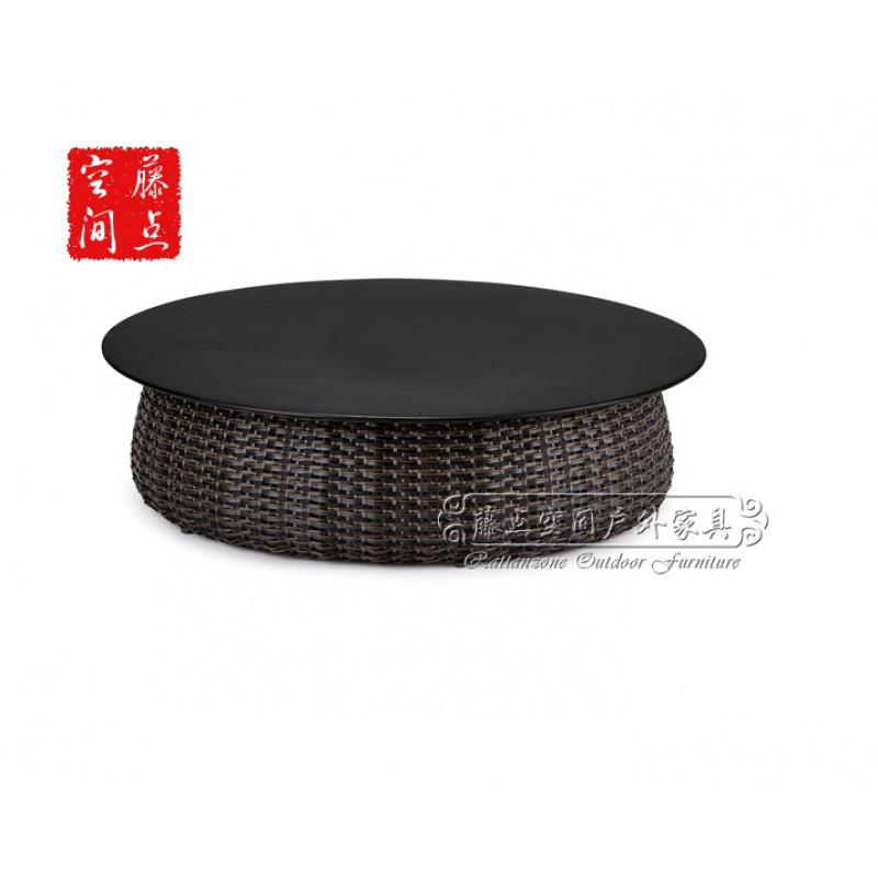 森美人中式户外藤编阳台小茶几样板房定制家具北欧简约边几圆台藤椅软装高清大图
