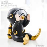 北欧ins轻奢风创意个性办公室桌面 布置装饰品手机懒人支架小摆件 坐姿-黑配金