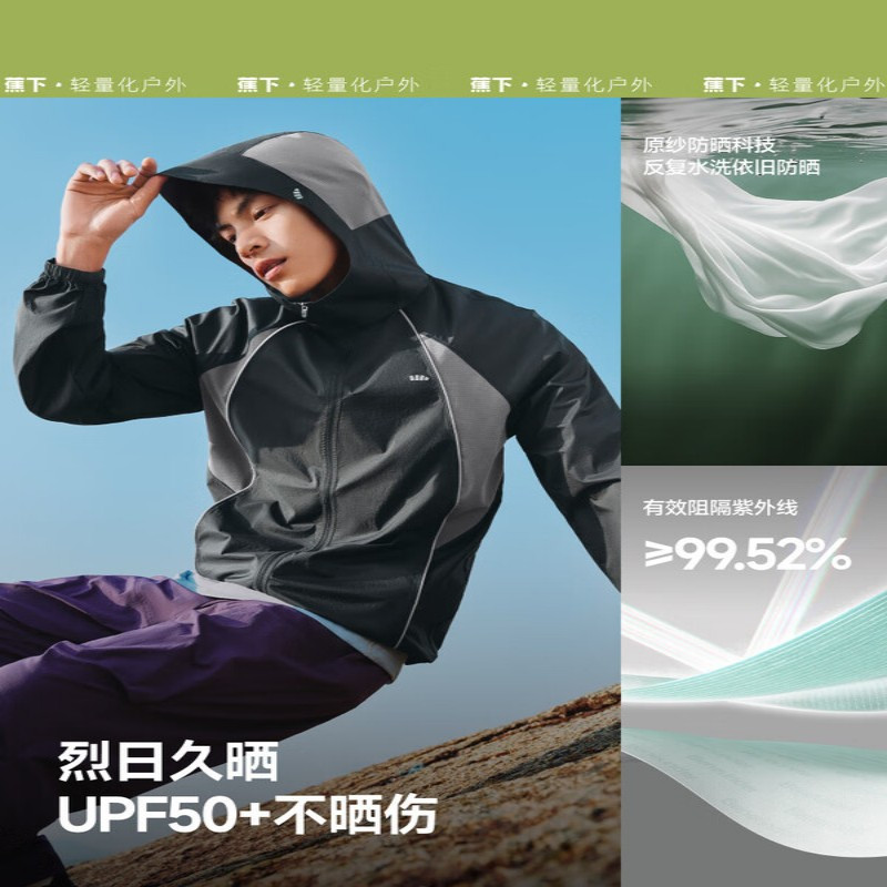 蕉下 男士轻薄防泼水防晒衣(夹克款)WR938 枫叶橙 XL