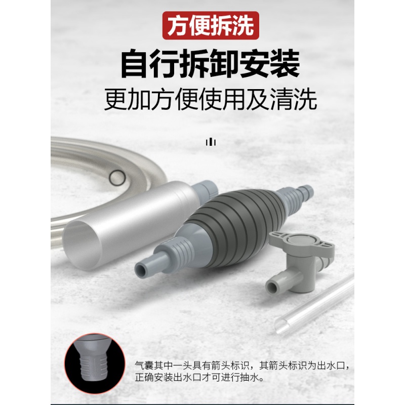 鱼缸换水器洗沙手动抽水泵虹吸管抽粪清洗清理清洁工具吸便器高清大图