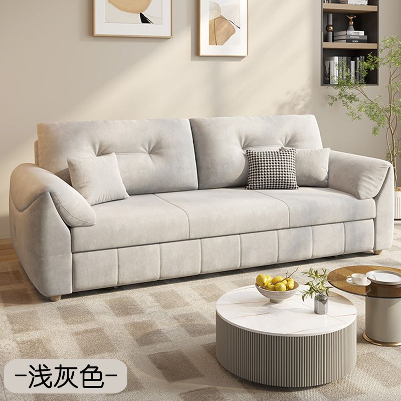 布欧格科技绒布沙发床两用 浅灰色【可拆洗绒布】 单人外宽1.35米海棉款+储物
