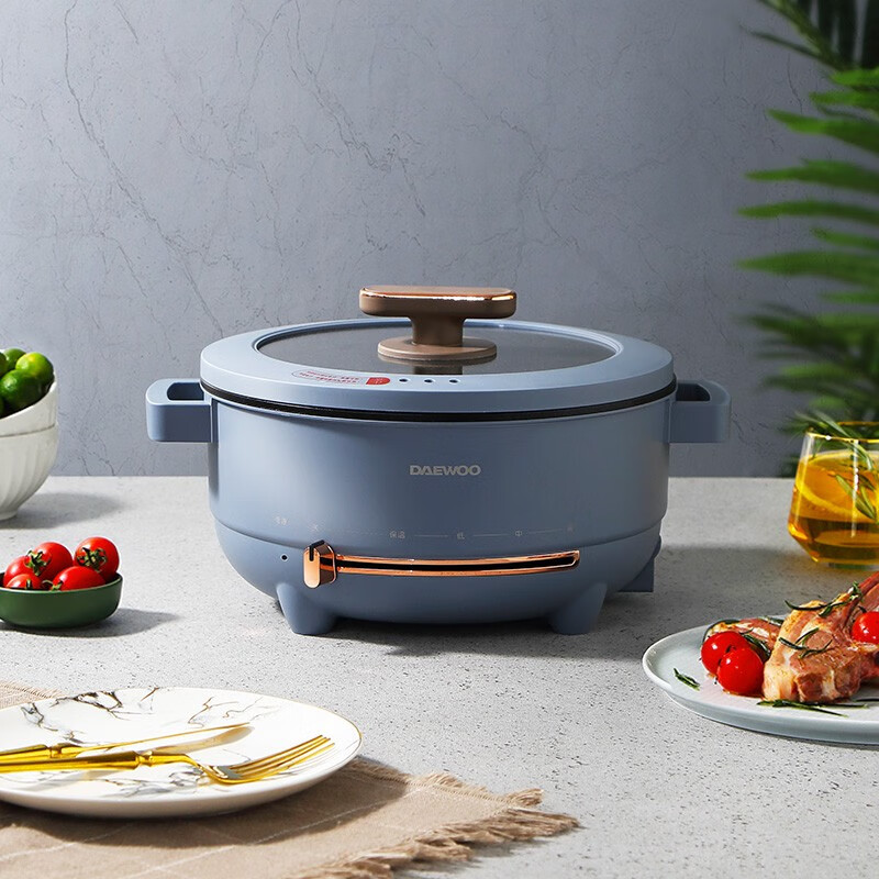 大宇(DAEWOO) 多功能电煮锅5L大容量家用 多用锅电火锅5L 薄雾蓝 DYHG-5036