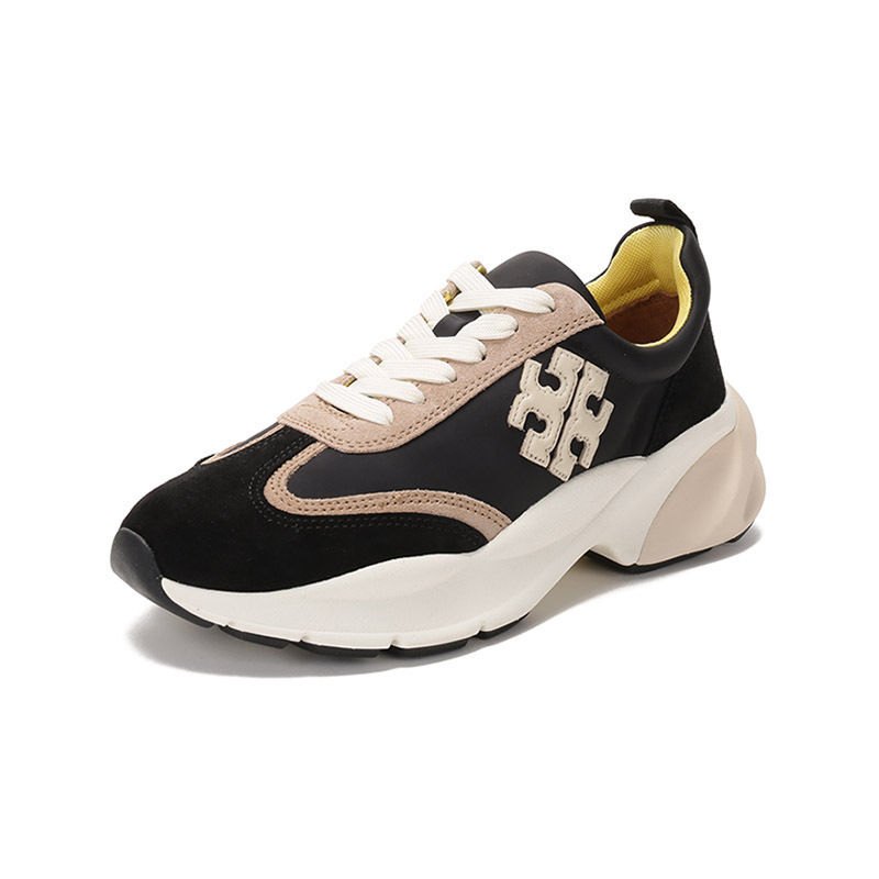 托里伯奇toryburch奢侈品tb女鞋织物配皮goodluck系带厚底休闲运动鞋